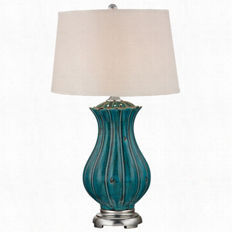 Contemporayr Dimond Pe Wsey Teal Blue 35-inch-h Table Lamp