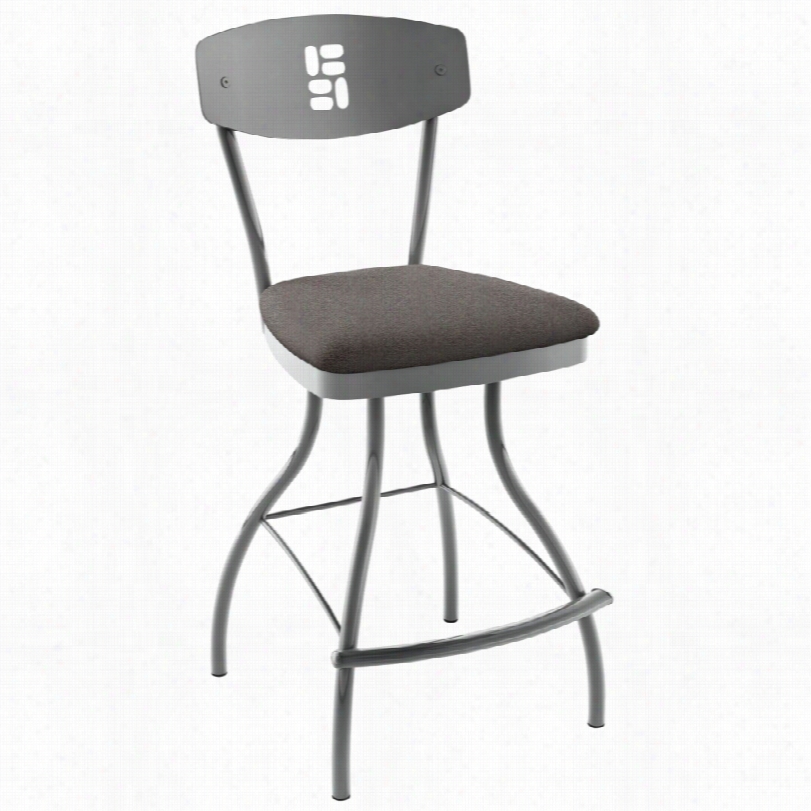 Contemporary Domino Fleece Magnetite Glossy Gray 30-inch Amisco Bar Stool