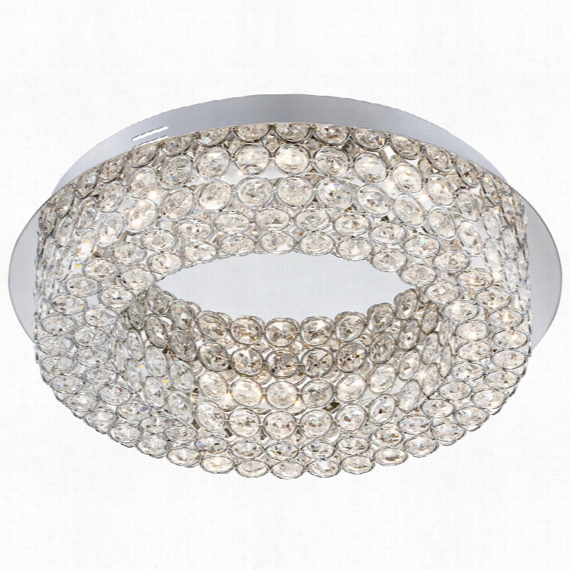 Contemporary Elia Chrome Crystal Flushmount Led Ceiling Light