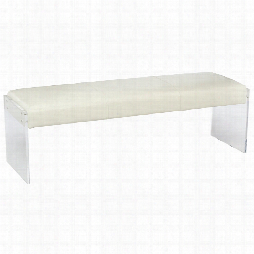 Contemporary Envy Acrylic And Cream Bonded Leather 53-inch-w Bench