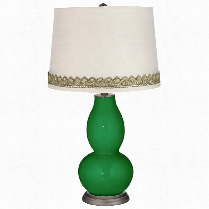 Contemporary Envy Double Gourd Table Lamp Wih Scallop Lace Trim