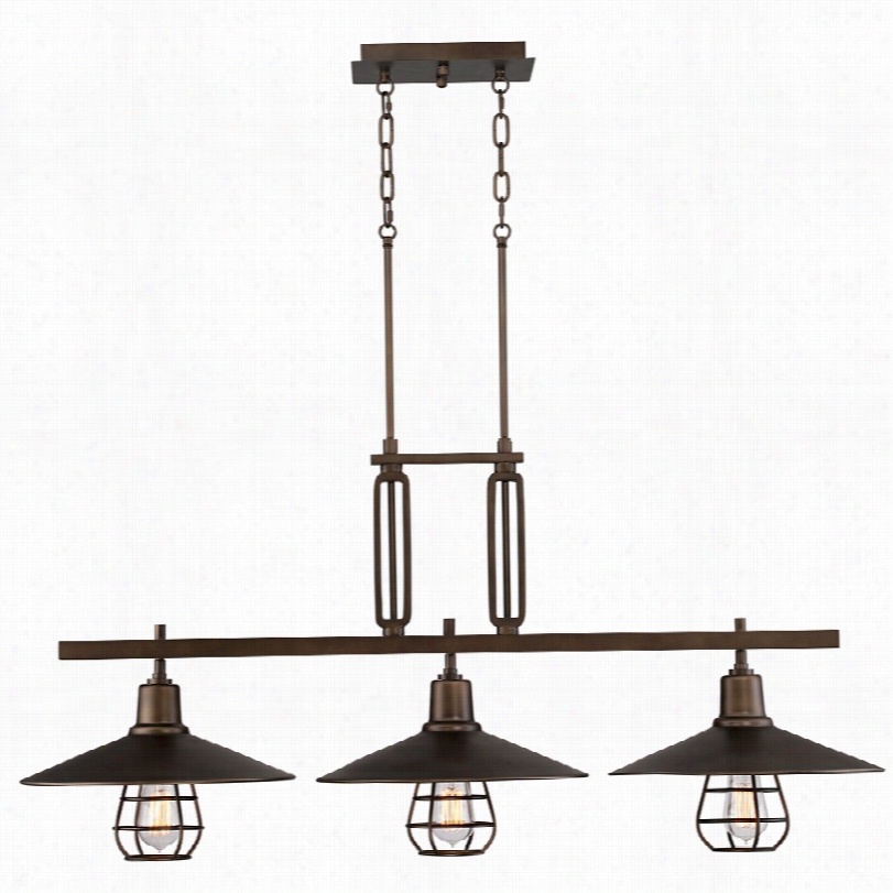 Contemporary Garryton Industrial 44""w Oil-rubbed Bronze Island Pendant