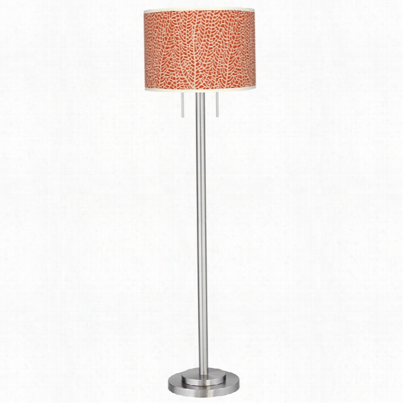 Contemporary Garth Stac Ygarcia Seafan Coarl Giclee Nickel Floor Lamp