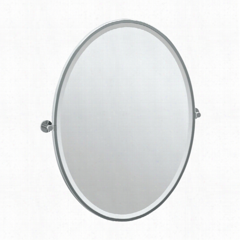 Contempoary Gatco Channl Modern  Chrome Oval Wakl Mirror-2 1/4x33