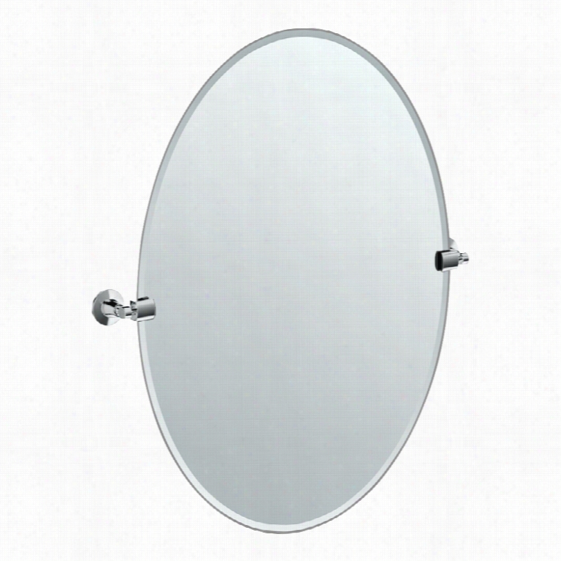 Contemporaty Gatco Large Oval Iwth Chrome Wll Mirror-23 1/2x26 1/2