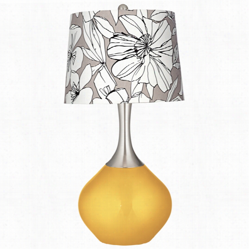 Contemporary Graphic Floral S Hade Sunshine Metallic Spencer Table Lamp