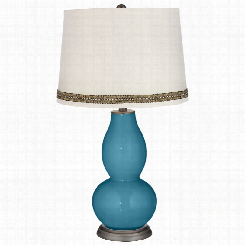 Contemporary Great Falls Double Gourd Table Lamp With Wave Braid Trim