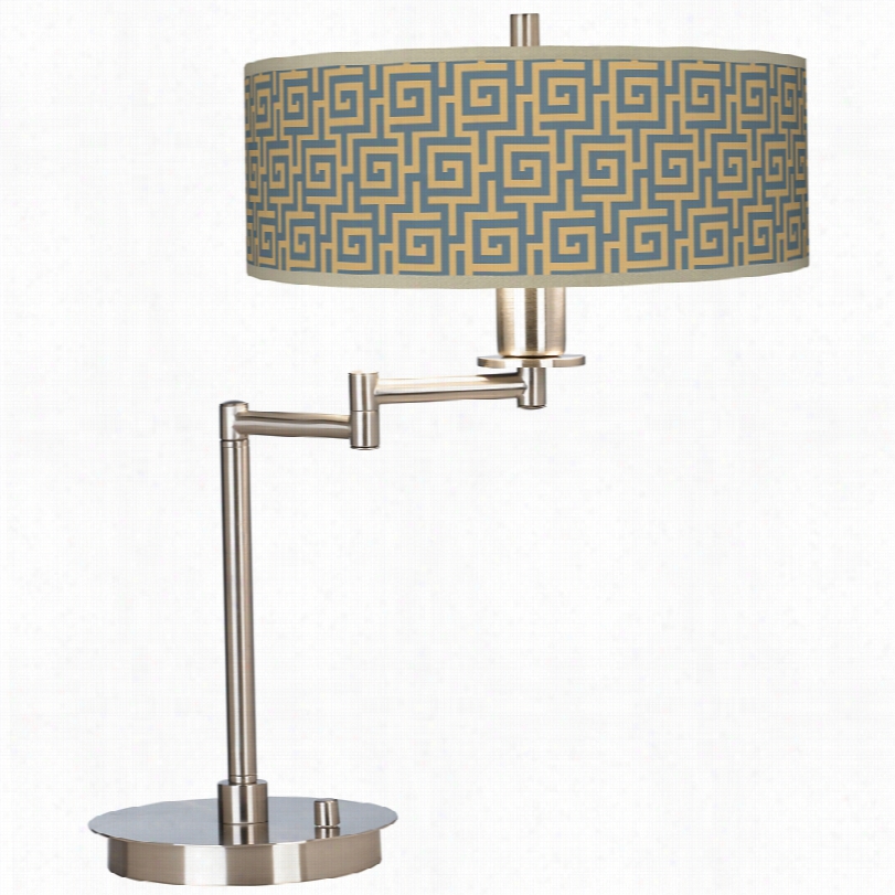 Contemporary Greek Key Storm Shade Energy Cause Swing Arm Desk Lamp