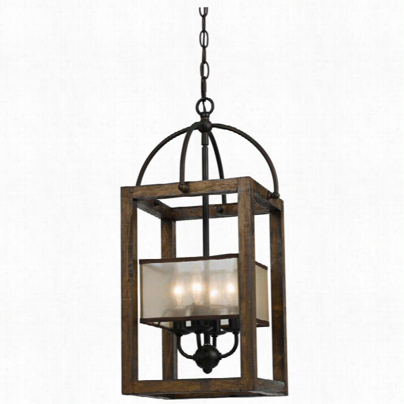 Contemporary Ha Rper Wood With Iron 1 2-inch-w Pendant Chandelier