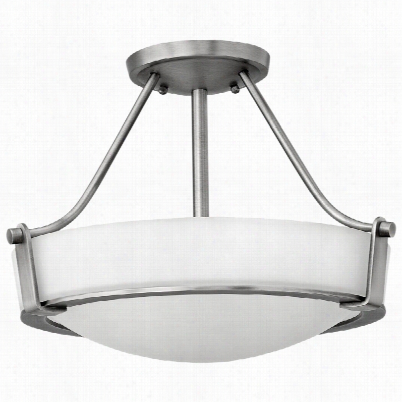 Contemporary Hiinkley Hathaway 16"" Wide Antique Nickel Ceiling Light