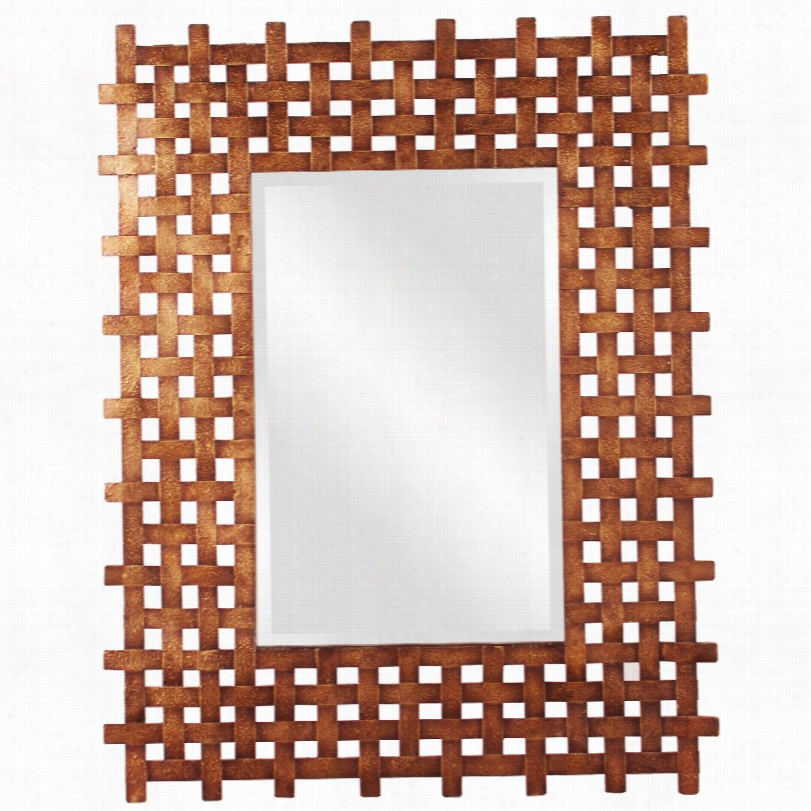 Contemporary Howard Elliott Burma Rustic Gold Wall Mirror-31x39