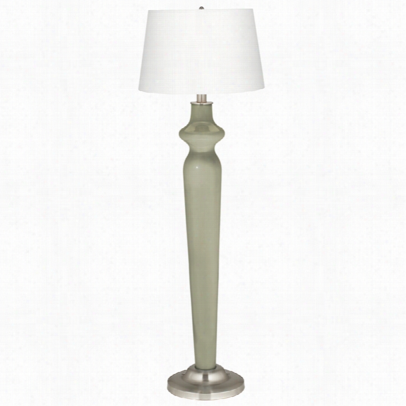 Contemporary Lido Svelte Sage Sain White Shade Color Plus Floor Lamp