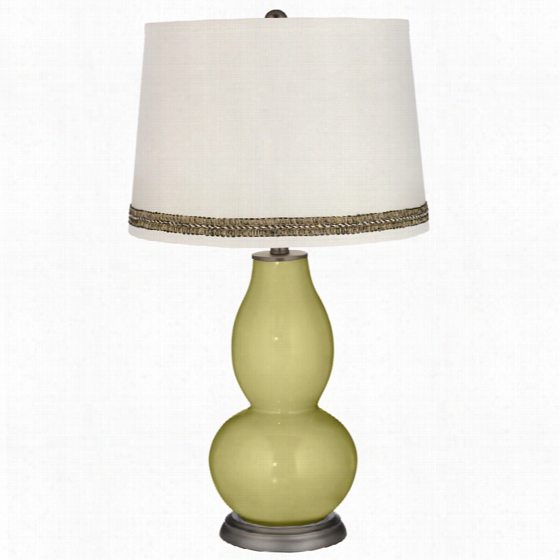 Contemporary Linden New Double Gourd Table Lamp With Wave Braid Trim