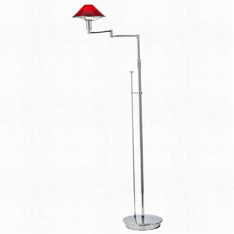 Contemporary Magma Red Chrome Adjustableh Oltkoetter Floor Lamp