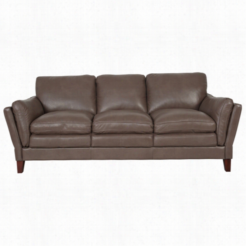 Contemporary Mjestic Porcini Leather 92 -inch-w Sofa