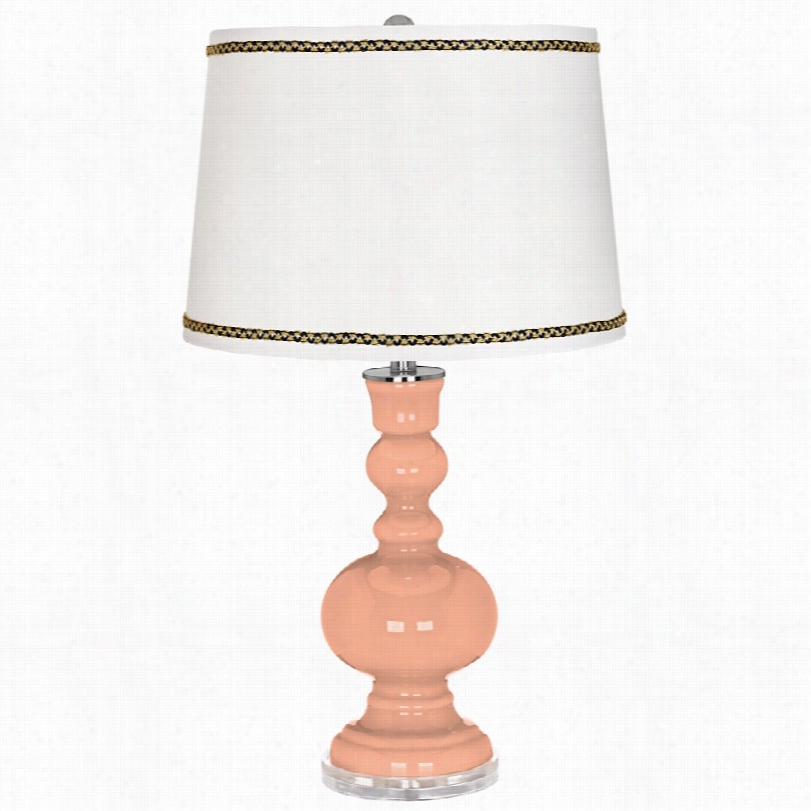 Contemporary Ellow Coral Apthecary Table Lamp With R Ic-rac Trim