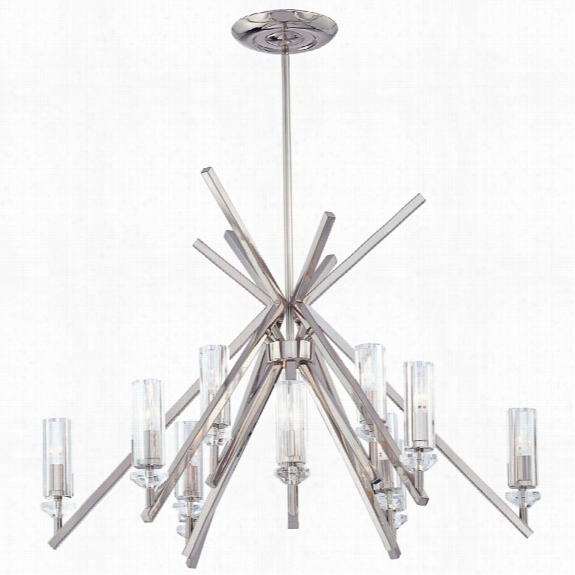 Contemporary Metropolitan Fusano Polished  Nickel Krystal Glass Chandelier