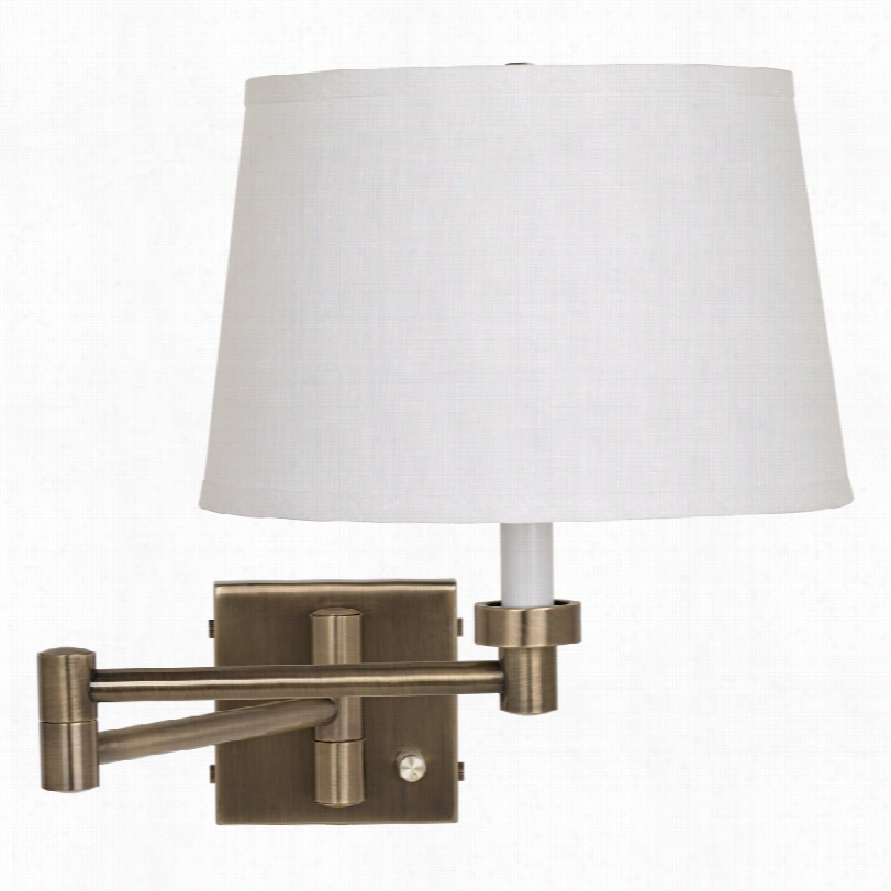 Contemporary Modern Antique Brass With Whitelinen Shad Ewall Lamp
