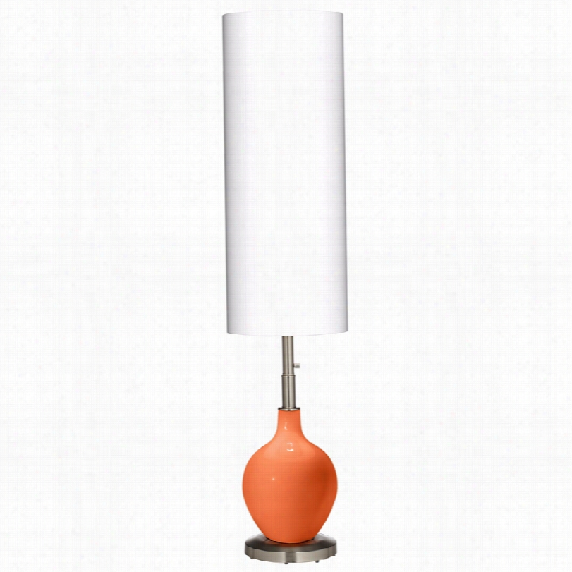 Coontemoprary Modern Brushed Armor With Nectarine Glass Ovo  Floor Lamp