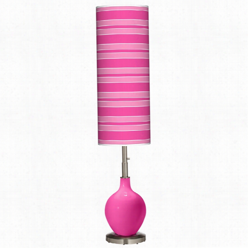 Contemporary Moern Fuchsia Glass Wi Th Brushed Steel  Ovo Floor  Lamp