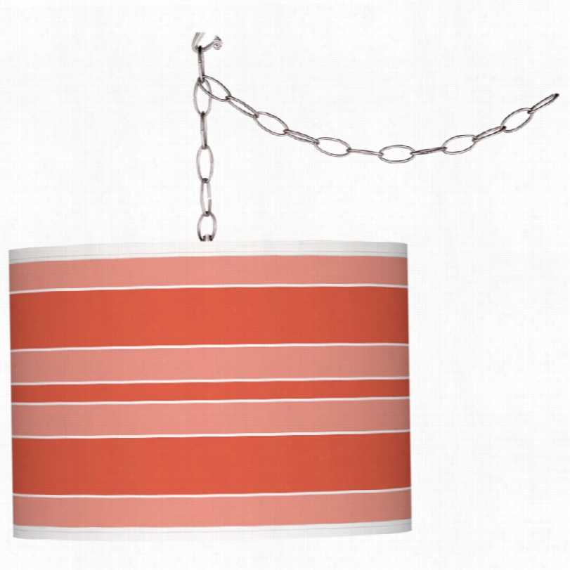 Contemporary Recent Orange Bold Stripe Art Protection Glow Ceiling Pendant