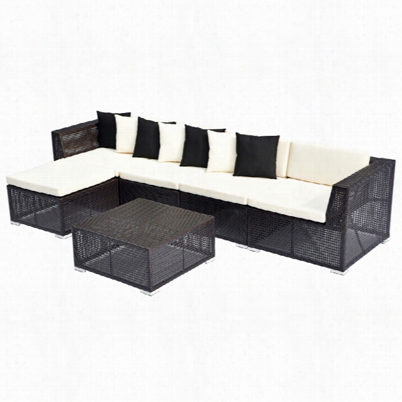 Contemporary Modular 6-piece Exterior Sectional Sofa Set
