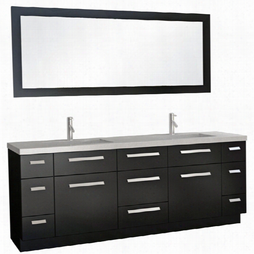 Contemporary Mosconyy Espresso 84-iinch-w Double Sink Vanity Set