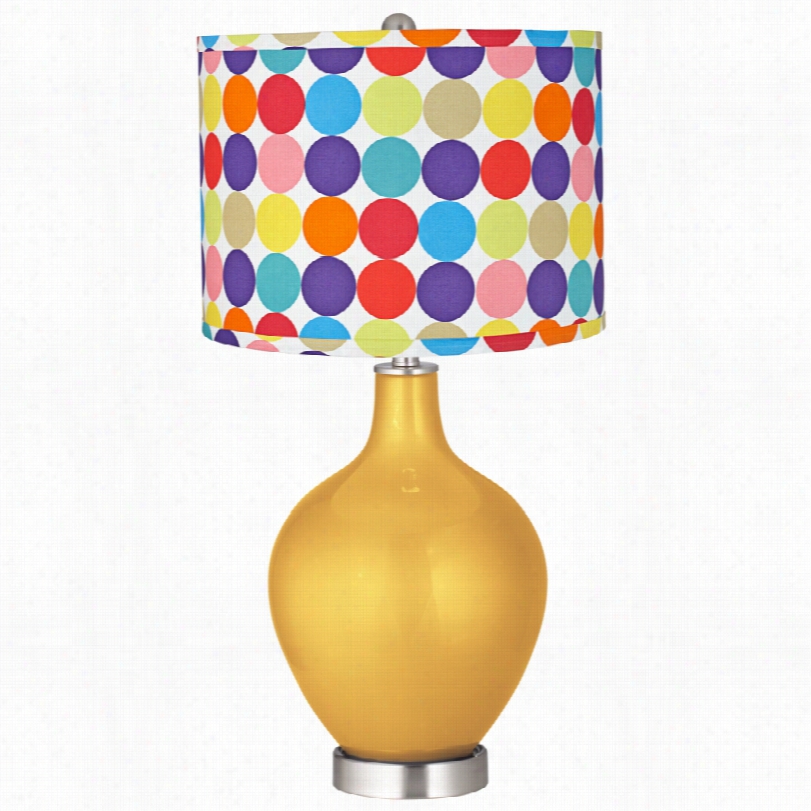 Contemporary  Multi-color Circles Shade Sunshine Metallic Ovo Table Lamp