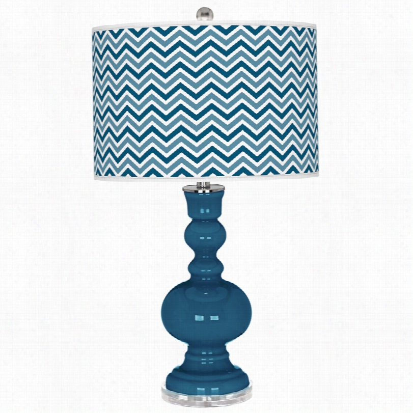 Contemporary Narrow Zig Zag Pattern Color Plus Apothecary Ta Ble  Lamp