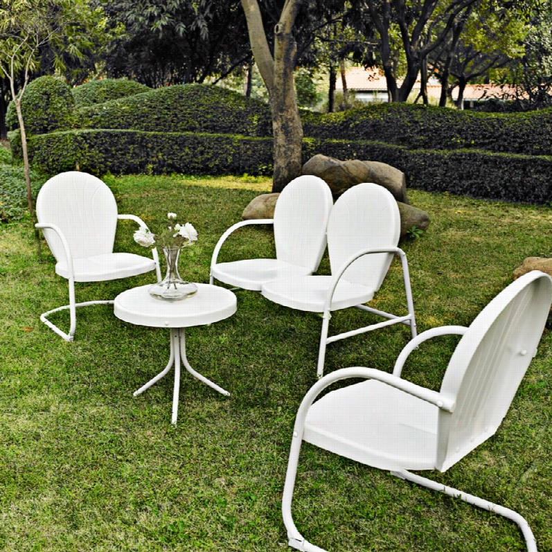 Contemporary Orson White Metal 4-iece Outdoor  Seating Set