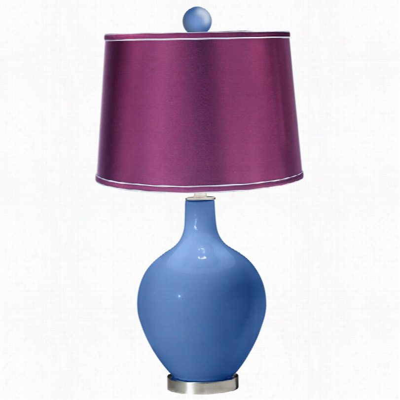 Contemporary Ovo Daz2le With Satin Plum Shade Color Plus Table Lamp