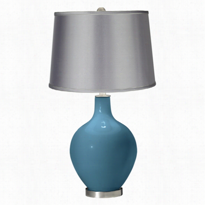 Contemporary Ovo Great Falls Satin Light Gray Shade Ccolor Plus Table Lamp