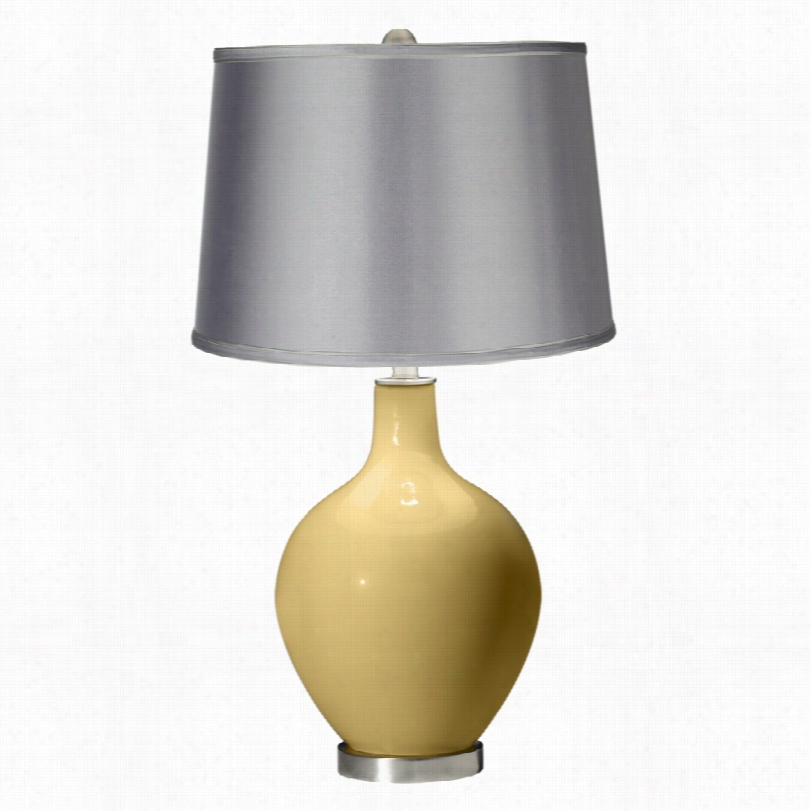 Contemporary Ovo Humble Goldwith Light Gray Shade Color Plus Table Lamp