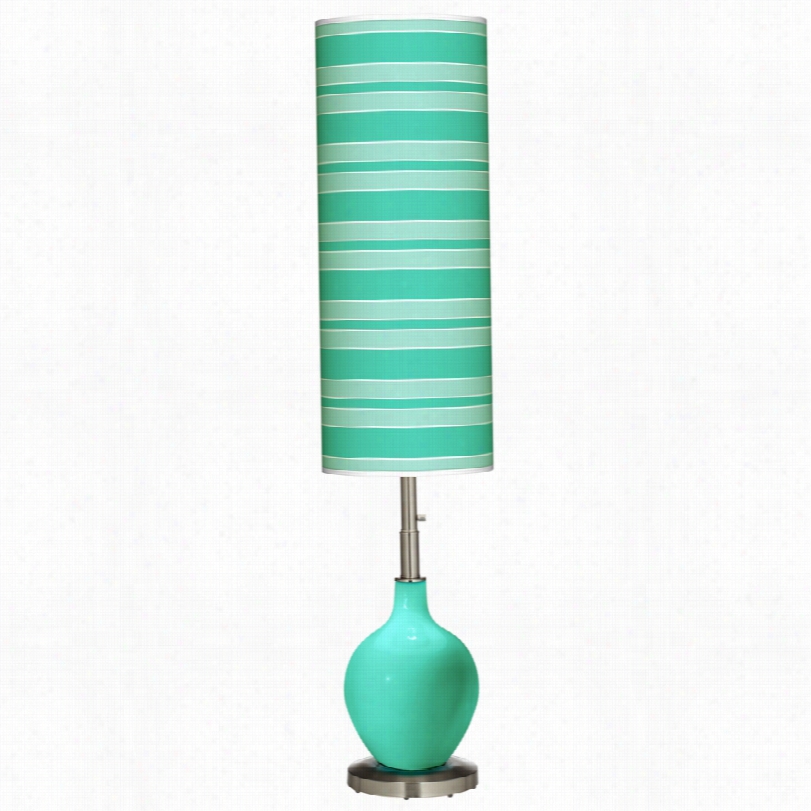 Contemporary Ovo Modern Turquoiss Bold Stripe Sade  60-inch_h Flior Lamp