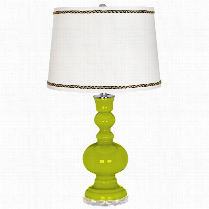 Contemproary Pastel Green Apothecary T Able Lamp With Ric-rac Trim