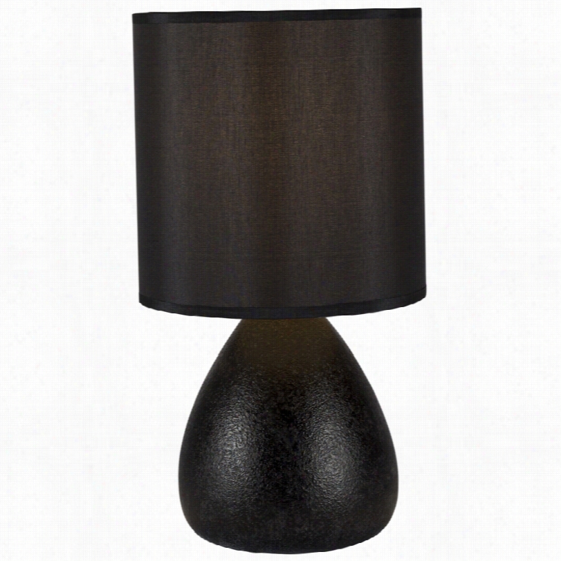 Contemporary Pear Cast Iron  Eramic Table Lamp With Black Lsk Shade