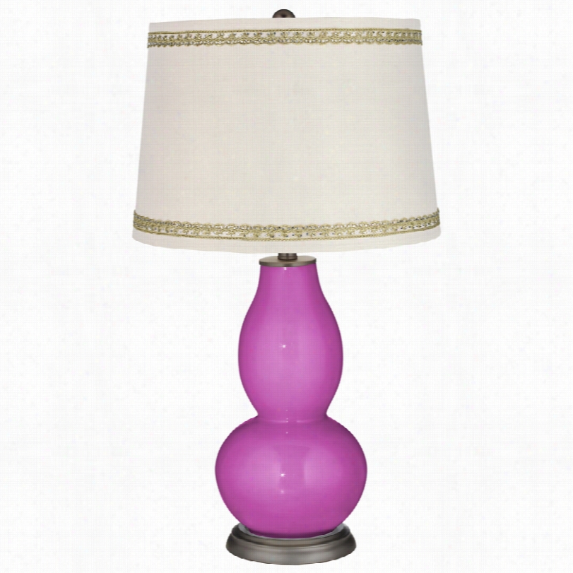 Contemporary Peony Purple Double Gourd Table Lampp With Rhinestone Lac Et Rim