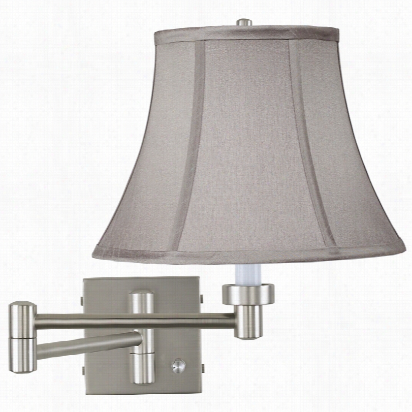 Contemoprary Pewter Gray Bell Brushed Steel Swing Arm Wall Lamp
