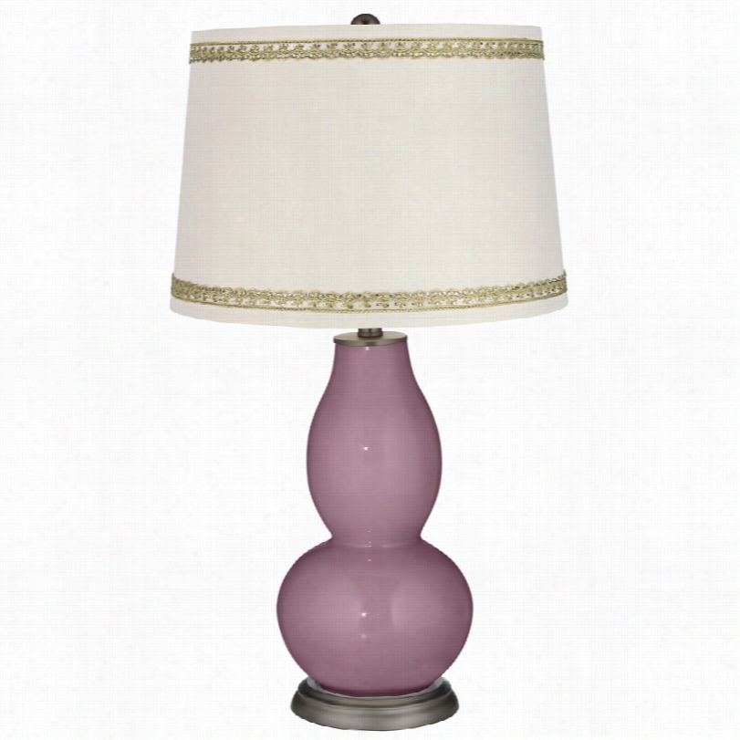 Contemporary Plum Dandy Coupled Gourd Table Lamp With Rhinestone Lace Trim