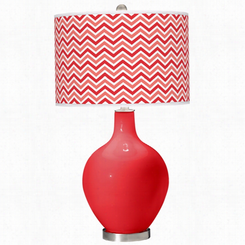 Contemporary Poppy Red Narrow Zig Zag 28-inch-h Ovo Table Lamp