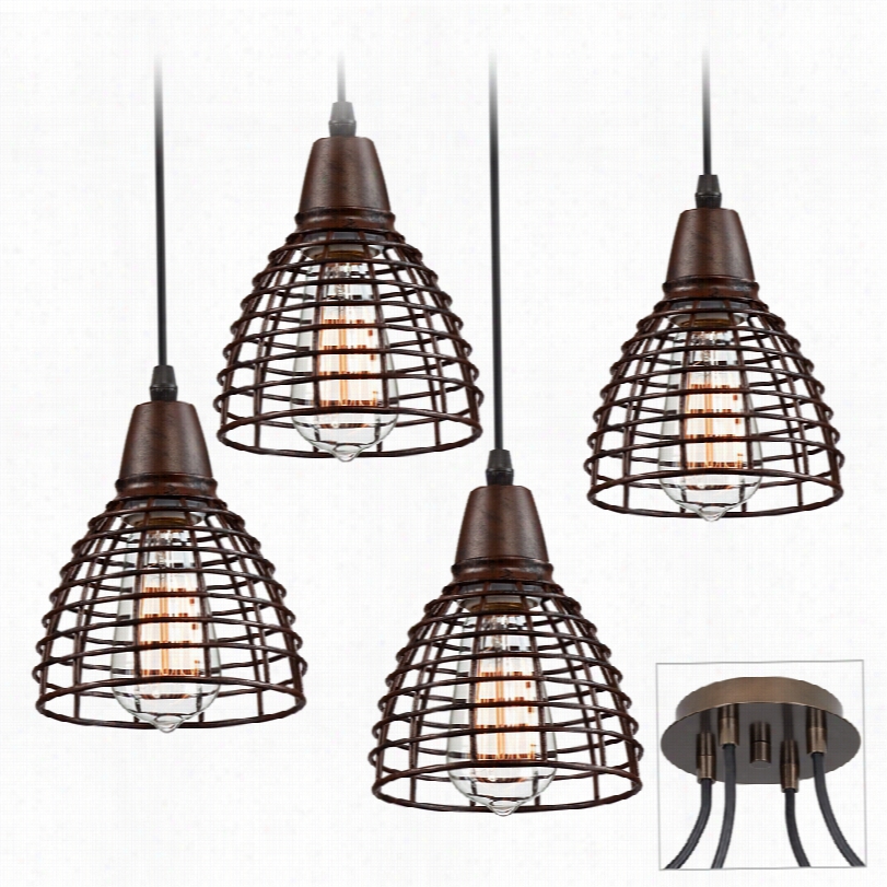 Contemporary Possini Euro Design Metal Grid Tge Rbronze Swag Chandelier