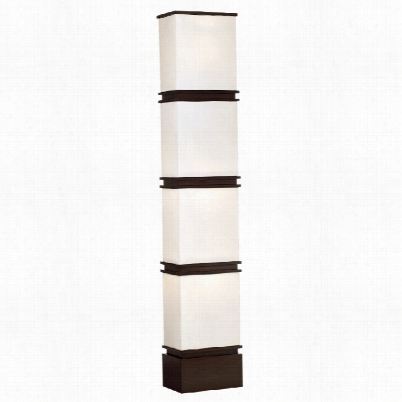 Contemporary Possini Euro Lightstack Coffee Wood Floor Lamp