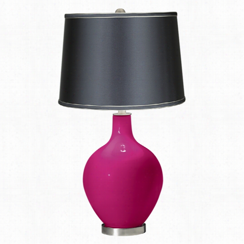Contemporary Putplewith Satin Dark Gray Coor  Plus Ovo Table Lamp