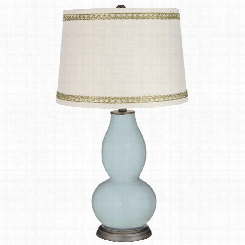 Contemporary Rain Double Gourd Table Lamp With Rhinestone Lace Trim