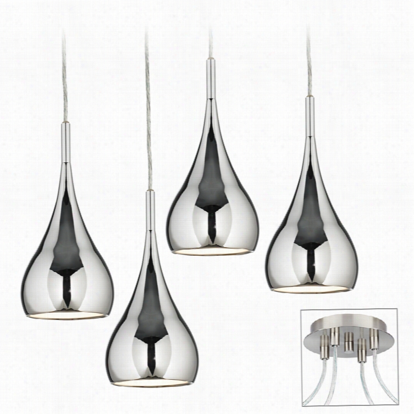 Contemporary Raindrop Chrome Four Light Possini Ehro Swag Chandelier