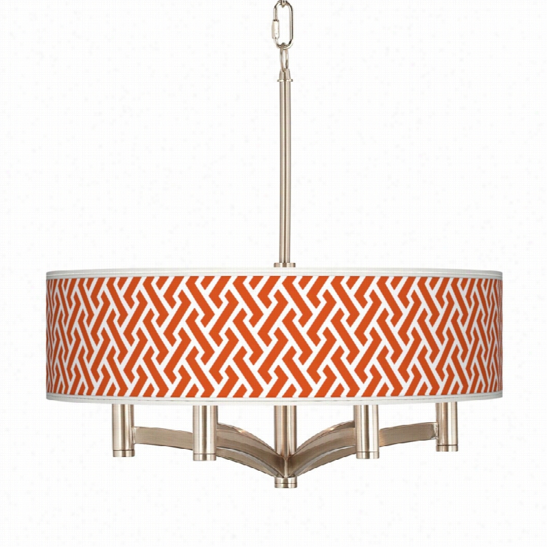 Contempoorary Red Brick Weave  Shade 20-inch-w Ava Pendant Chandelier