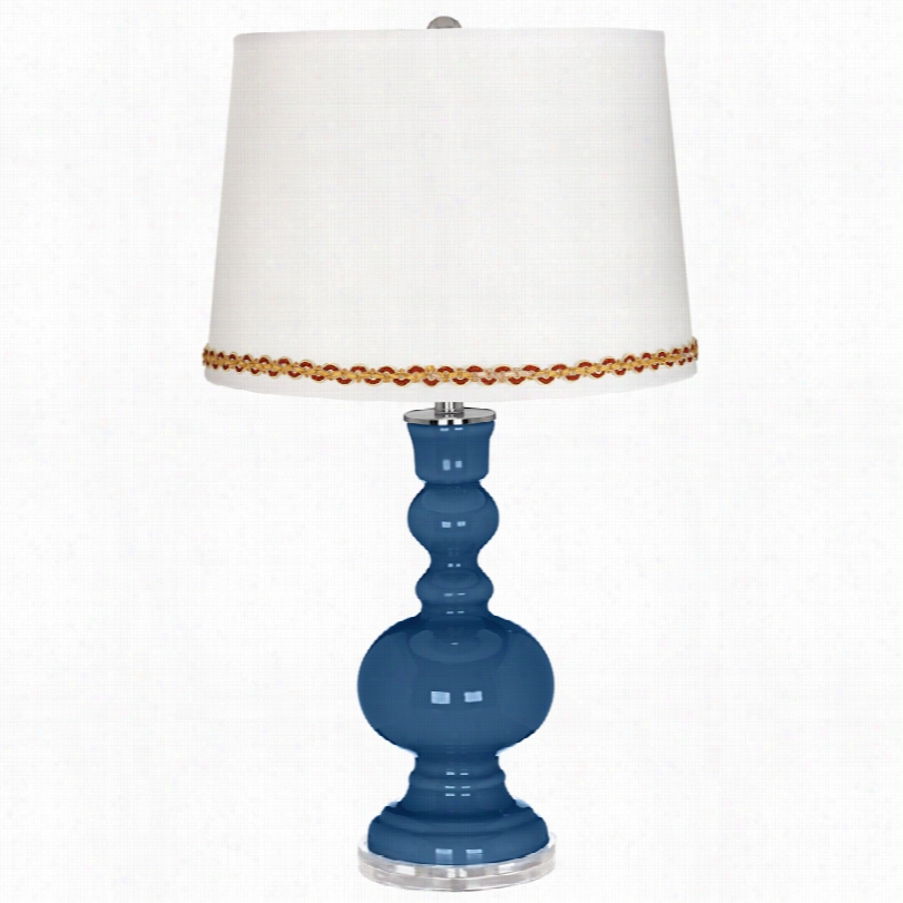 Contemporary Regatta Blue Apothecary Tabble Lamp With Sepnetine Trim