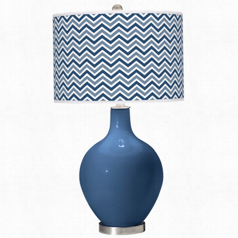 Cpntemporary Regatta Blue Narrow Zig Zag 28-inch-h Ovo Table Lamp