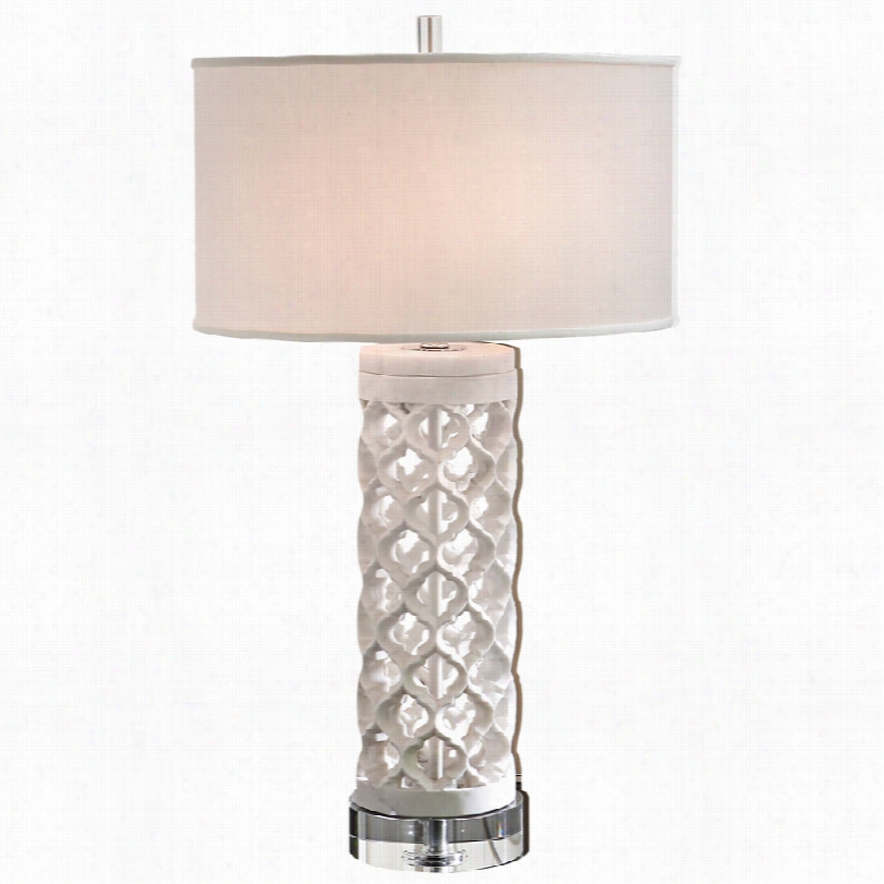 Contemporary Rlund Arabesque White Marbbl 311 1/2-inch-h Table  Lamp