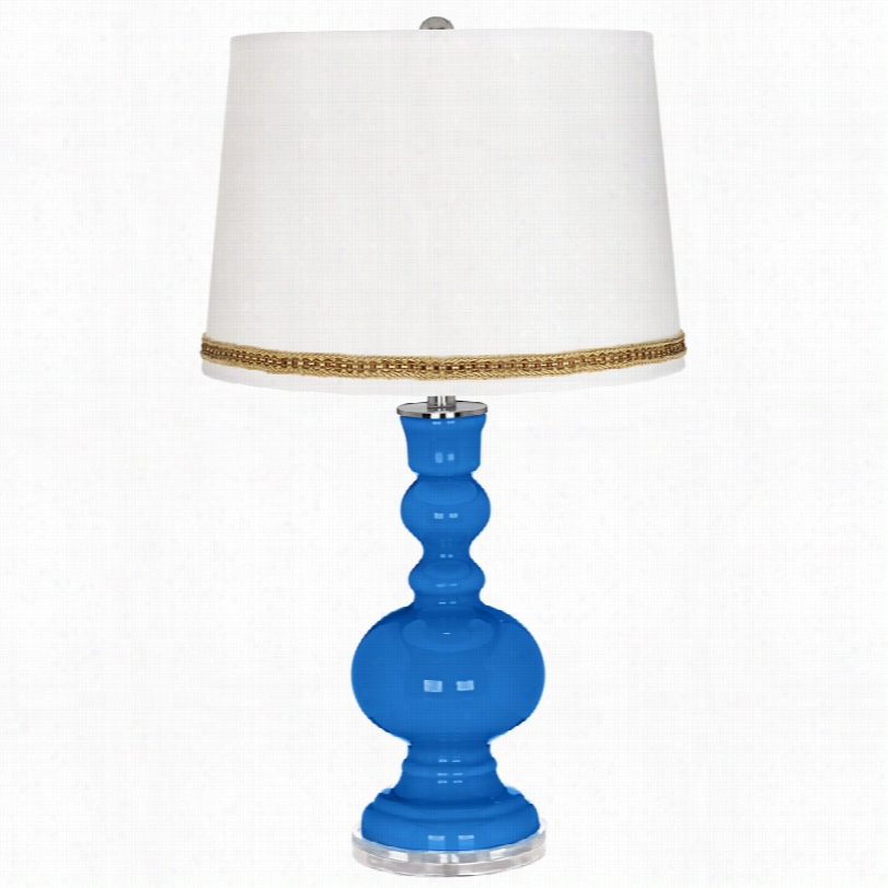 Contemporary Royal Blue Apothecary 30-inch- Table Lamp With Braid Trim